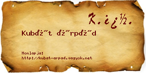 Kubát Árpád névjegykártya