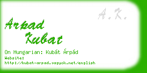 arpad kubat business card